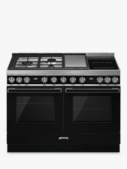 Smeg Portofino CPF120IGMP 120cm Dual Fuel Range Cooker, Black