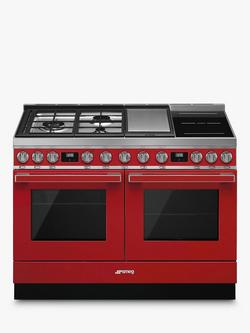 Smeg Portofino CPF120IGMP 120cm Dual Fuel Range Cooker, Red