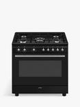 Smeg Classic CX91GM 90cm Dual Fuel Range Cooker, Black