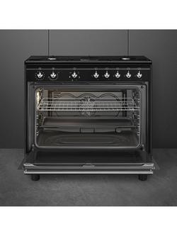 Smeg Classic CX91GM 90cm Dual Fuel Range Cooker, Black - view 2, Black