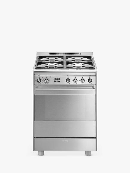 Smeg Classic SUK61PX8 60cm Dual Fuel Range Cooker, Stainless Steel, Stainless Steel