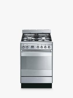 Smeg Classic SUK61PX8 60cm Dual Fuel Range Cooker, Stainless Steel - view 2, Stainless Steel