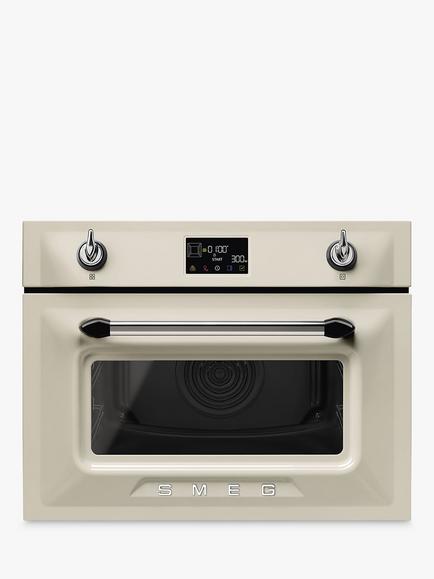 Smeg SO4902M1 Galileo Integrated Combination Microwave Oven, Cream