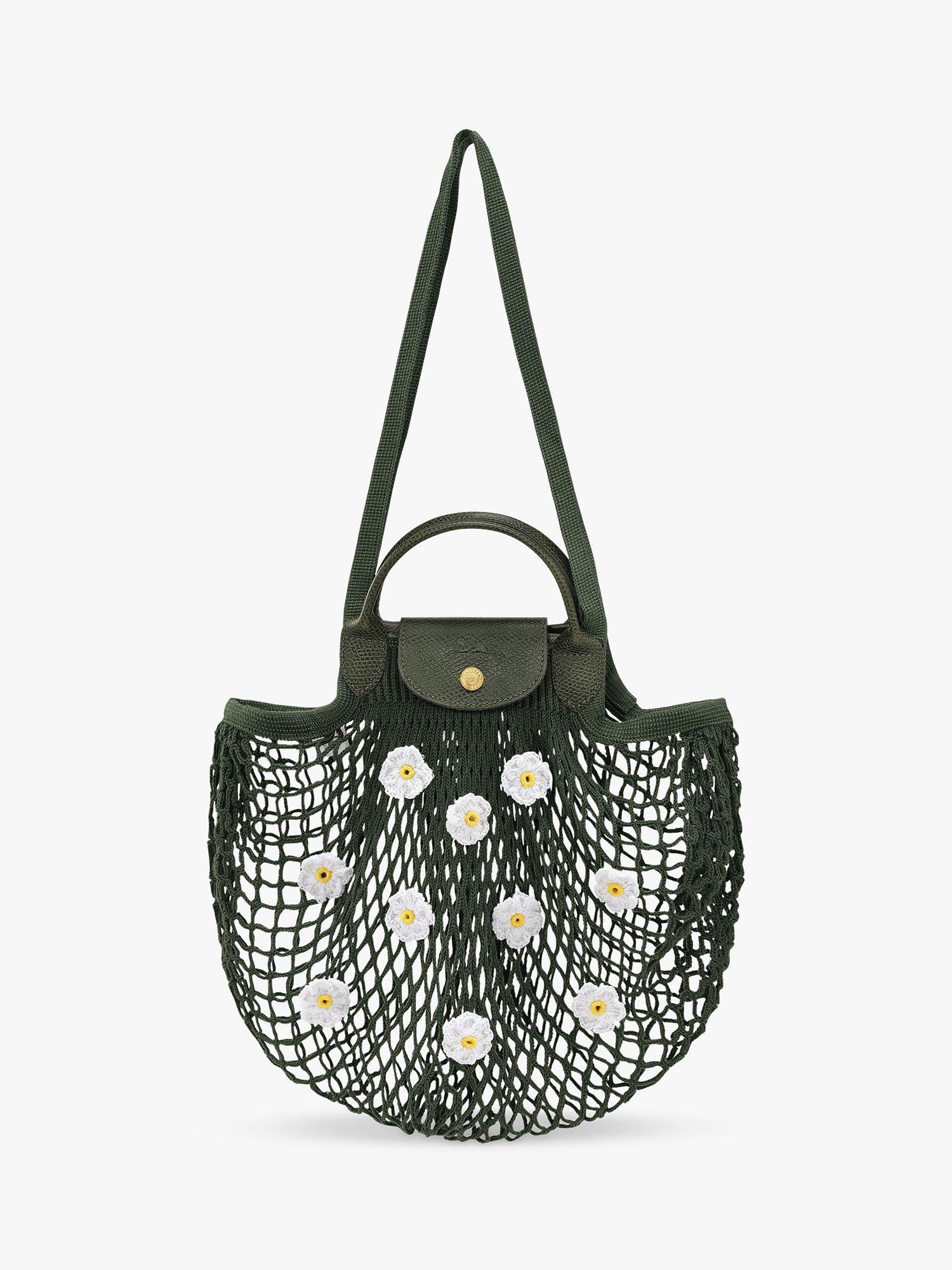 Longchamp Le Pliage Large Filet Mesh Daisy Bag, Khaki