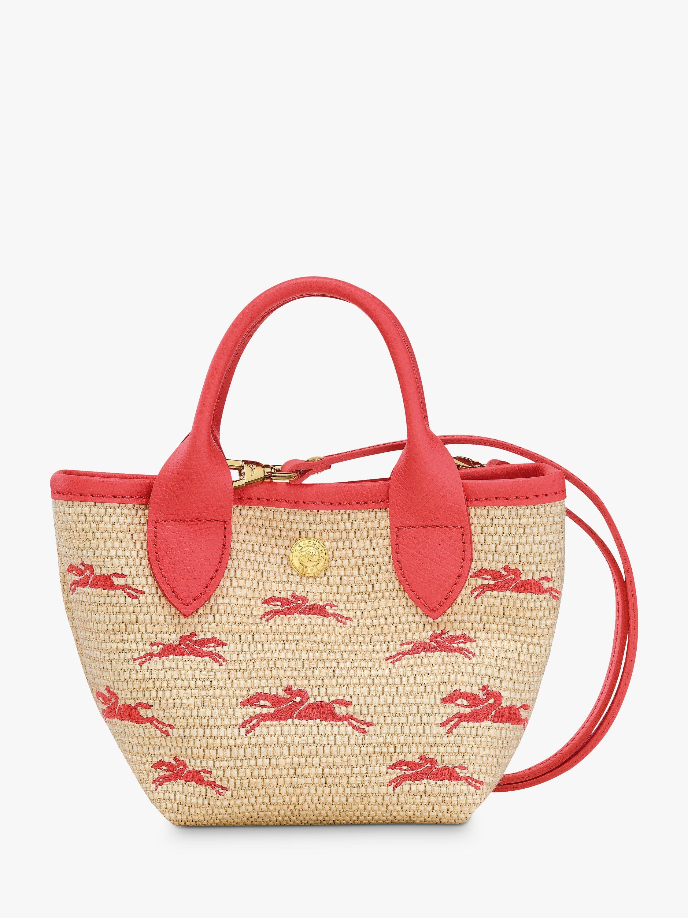 Longchamp Le Panier Pliage Basket Cross Body Bag, Strawberry/Natural