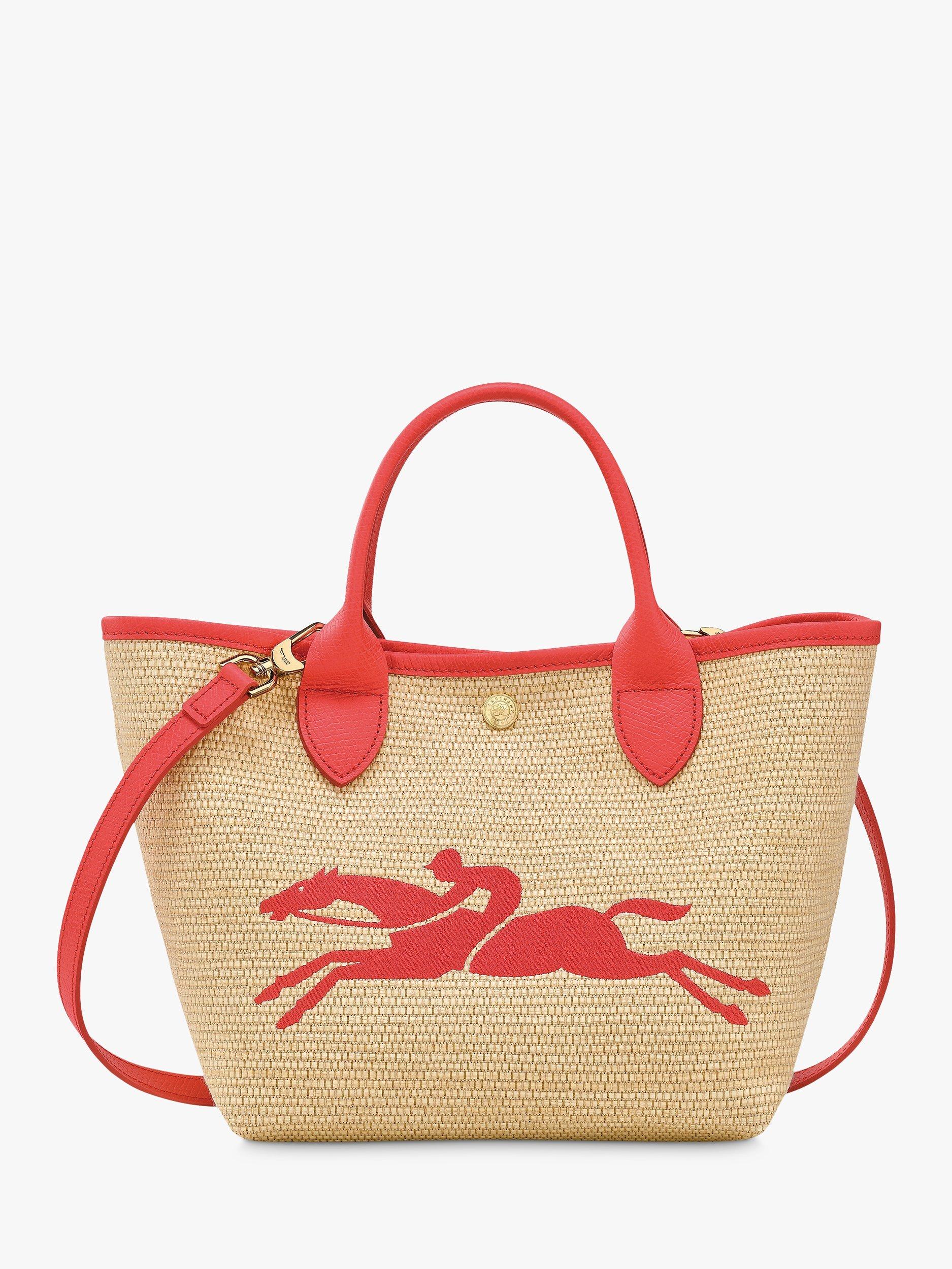 Longchamp Le Panier Pliage Canvas Top Handle Basket Bag, Strawberry
