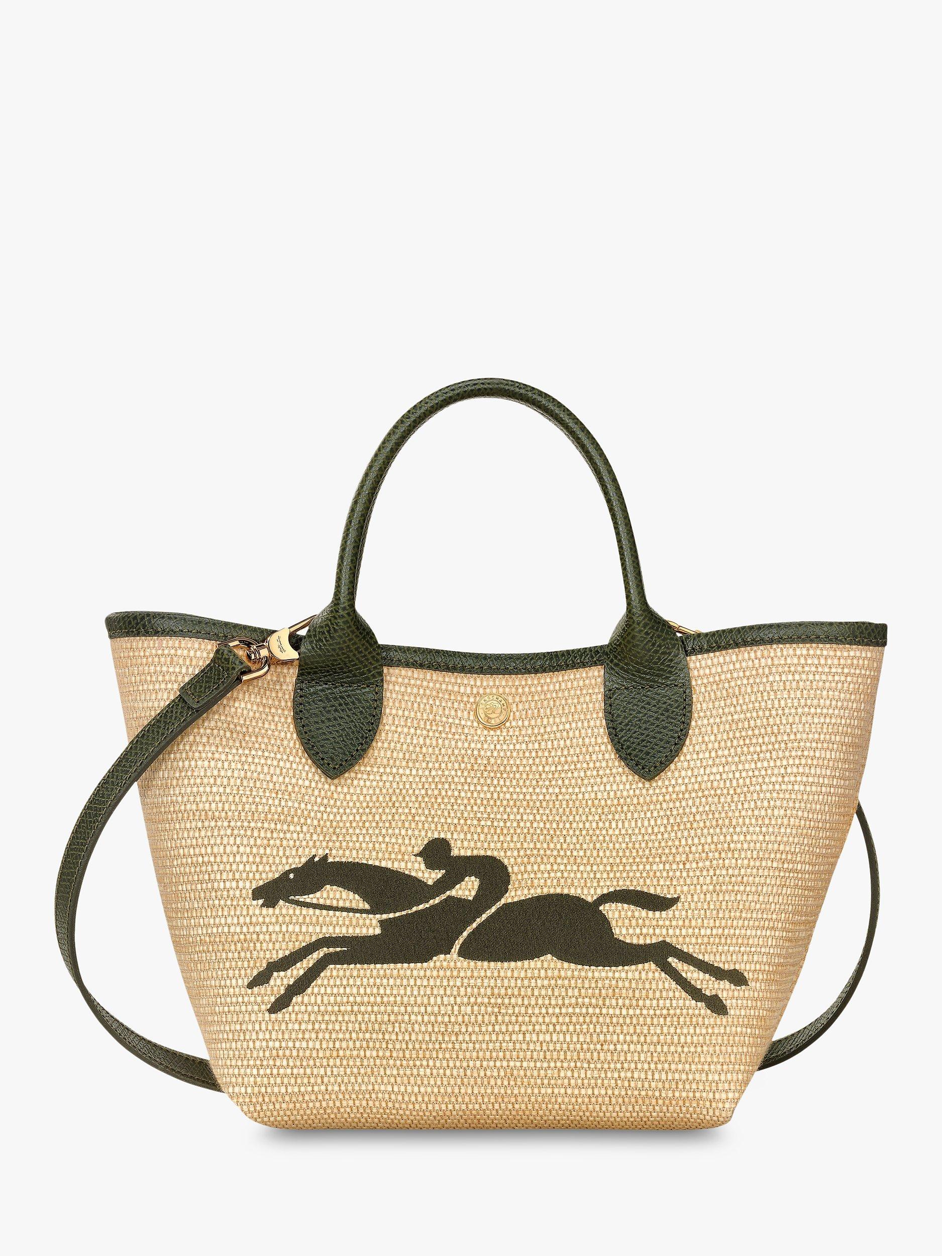 Longchamp Le Panier Pliage Canvas Top Handle Basket Bag, Khaki