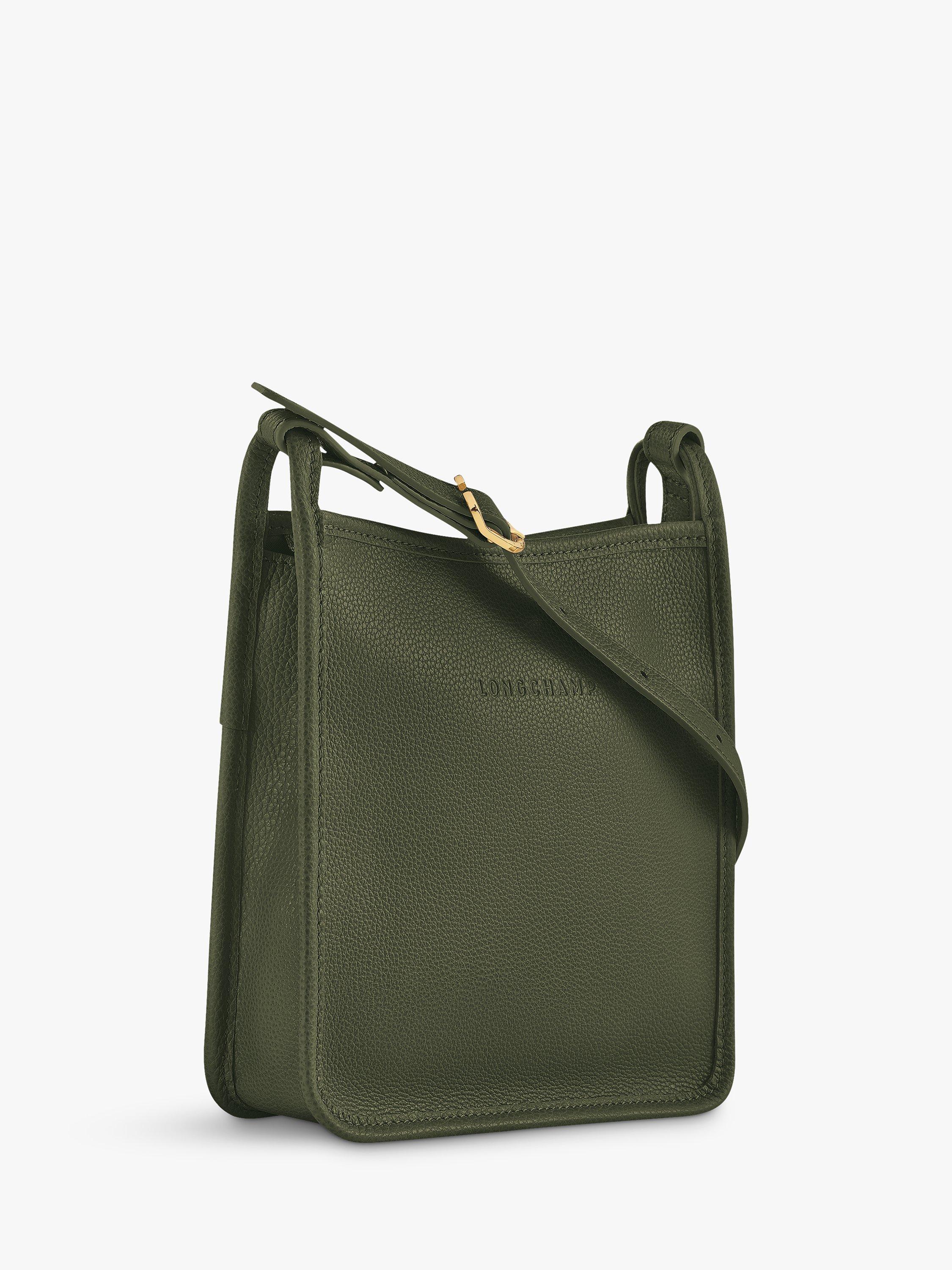Product image 2 of 4, which shows Longchamp Le Foulonné Small Leather Cross Body Bag, Khaki