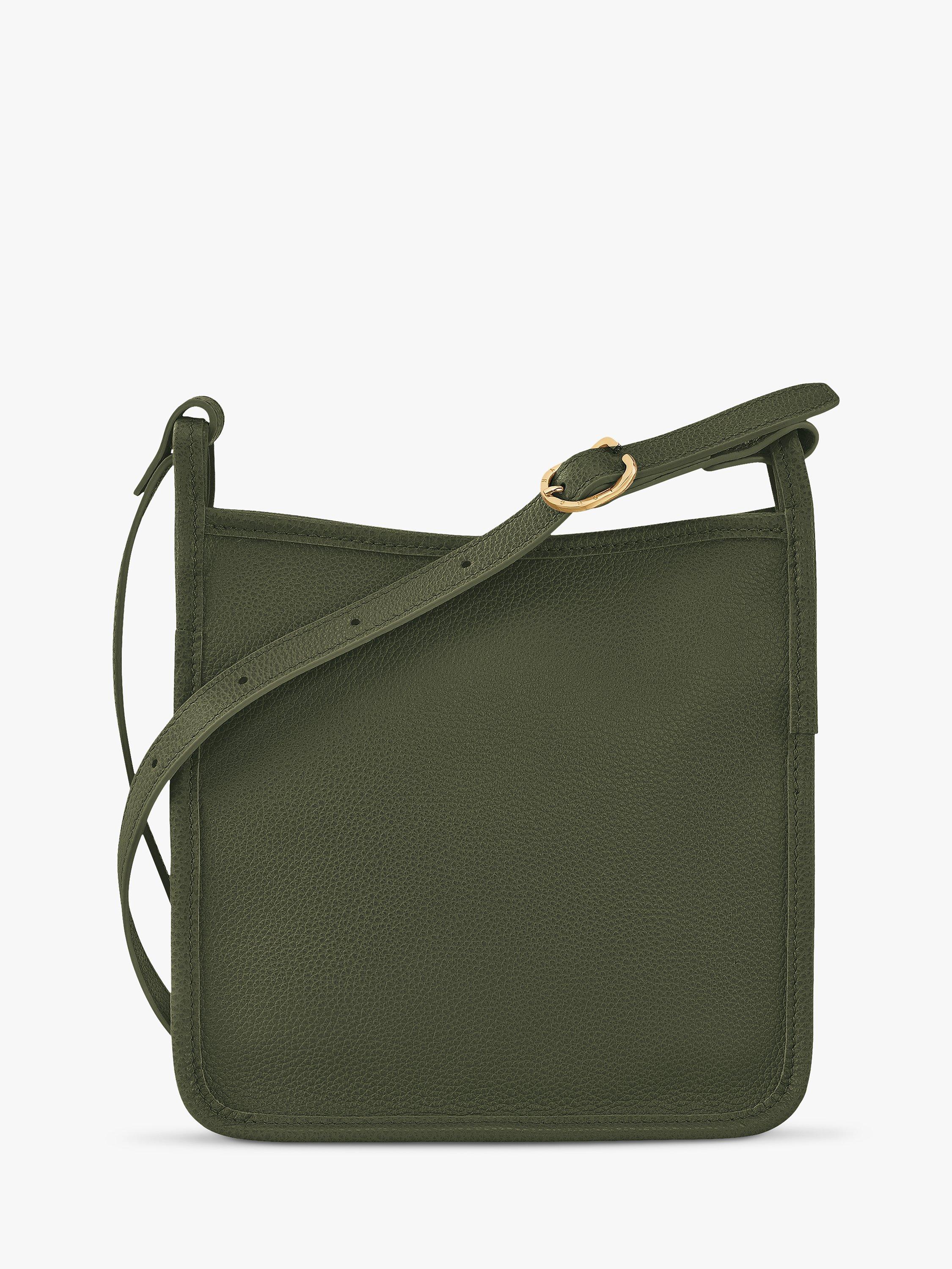 Product image 3 of 4, which shows Longchamp Le Foulonné Small Leather Cross Body Bag, Khaki
