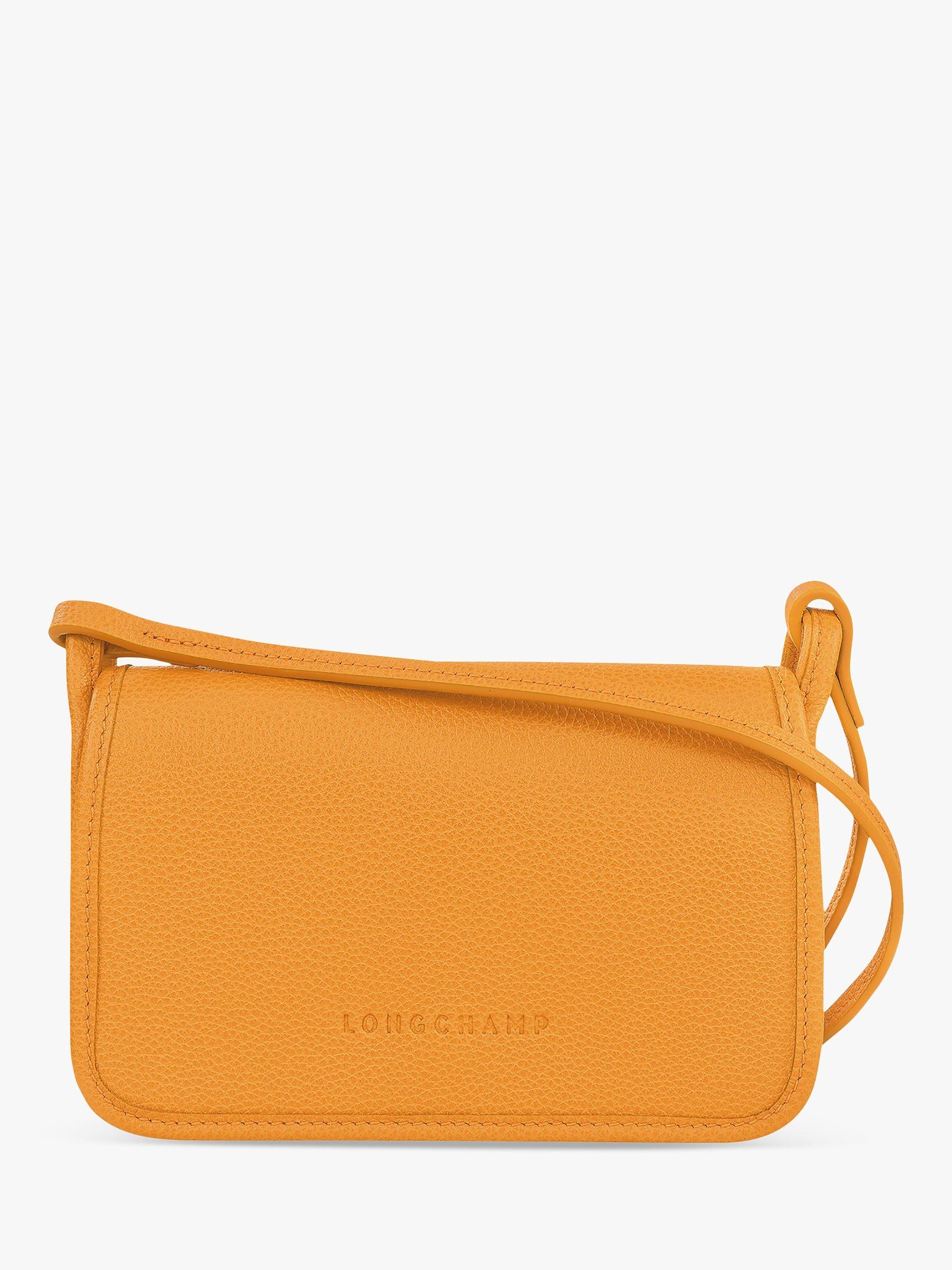Longchamp Le Foulonné Leather Wallet on Shoulder Strap, Apricot