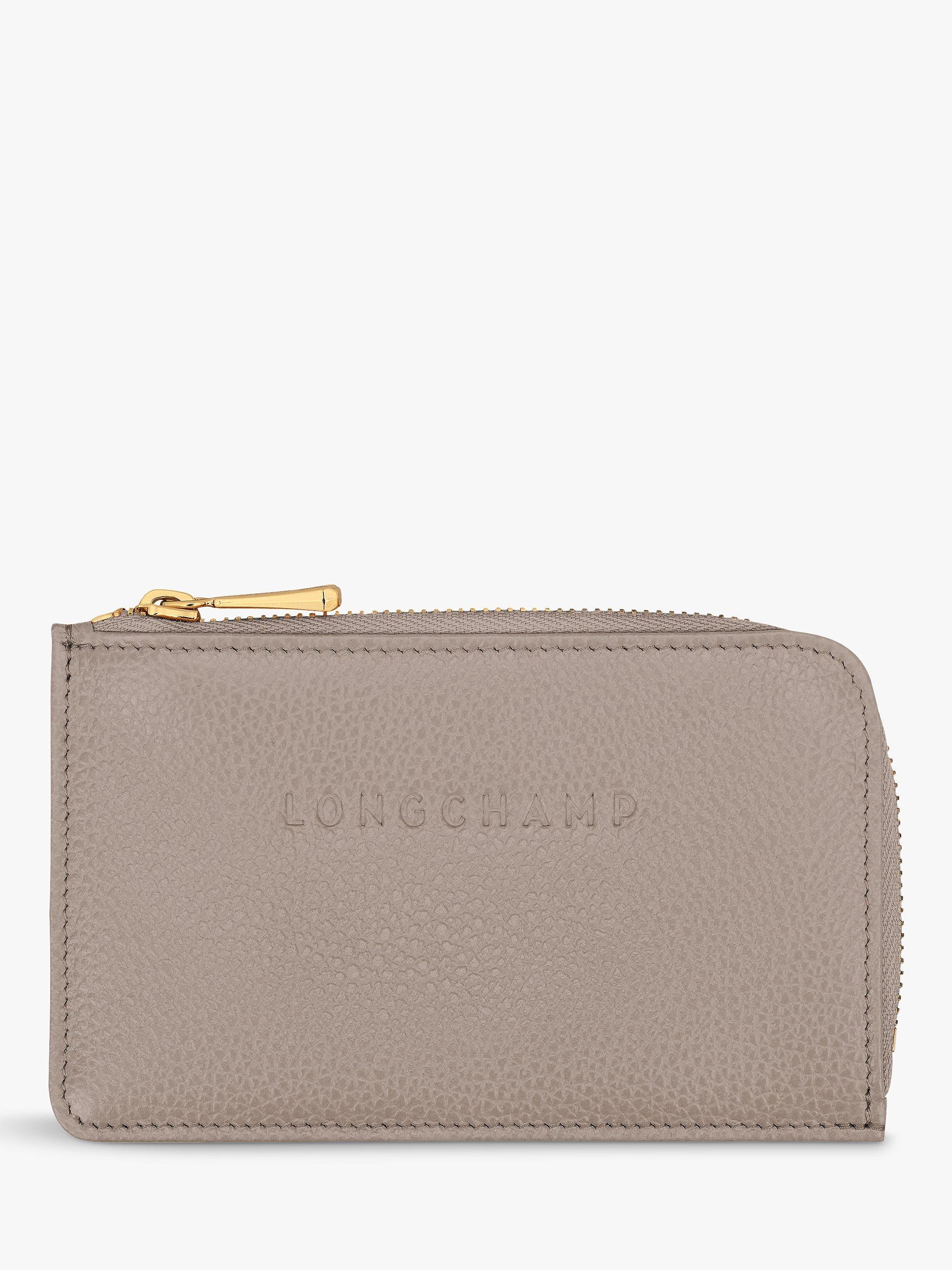 Longchamp Le Foulonné Zipped Leather Card Holder, Turtledove