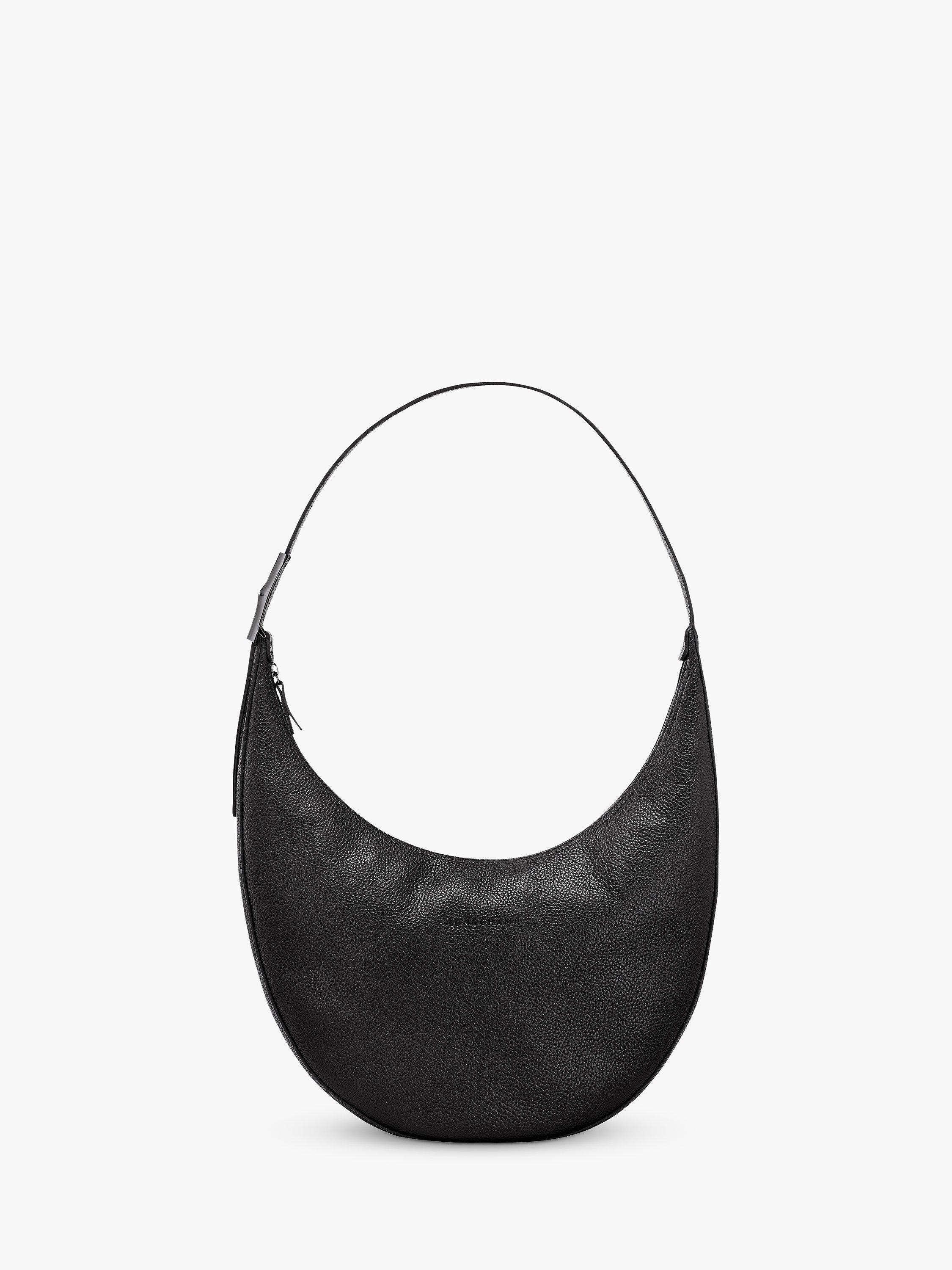 Longchamp Le Roseau Essential Large Leather Hobo Bag, Black