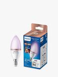 Philips Smart LED 4.9W E14 Dimmable Warm-to-Cool Candle Bulb Connected by WiZ, Frosted