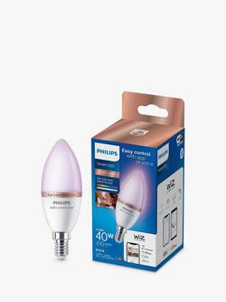 Philips Smart LED C37 E14 Colour Smart Light Bulb, Multicolour
