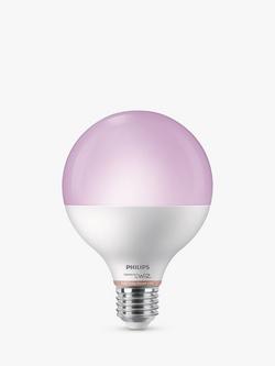 Philips Smart LED G95 E27 Colour Smart Light Bulb, Frosted