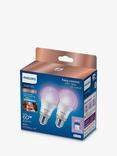 Philips Smart LED 8.5W E27 Dimmable Warm-to-Cool Light Bulb Connected by WiZ, Pack of 2, Frosted