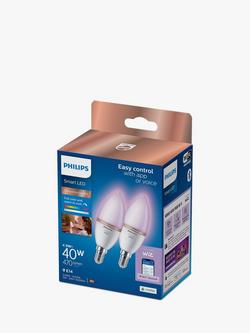 Philips Smart LED E14 Colour Smart Light Bulb, Pack of 2, Multicolour