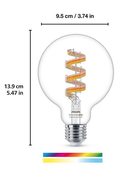 Philips Smart LED G95 E27 Colour Clear Filament Smart Light Bulb - view 2, Multi