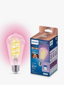 Philips Smart LED ST64 E27 Colour Clear Filament Smart Light Bulb, Multi