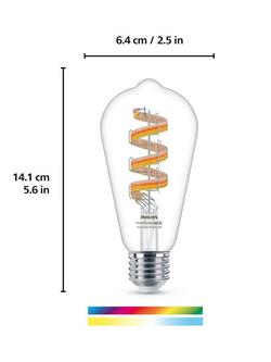 Philips Smart LED ST64 E27 Colour Clear Filament Smart Light Bulb - view 2, Multi