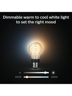 Philips Hue White Ambiance 7W A60 E27 LED Single Filament Dimmable Smart Bulb with Bluetooth - view 2, White