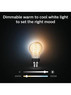 Philips Hue White Ambiance 7W A60 B22 LED Single Filament Dimmable Smart Bulb with Bluetooth - view 2, White