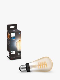 Philips Hue White Ambiance 7W ST64 E27 LED Single Filament Dimmable Smart Bulb with Bluetooth, White