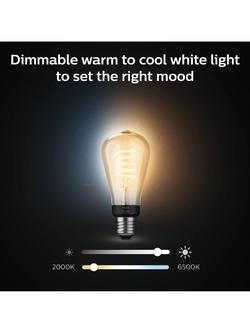 Philips Hue White Ambiance 7W ST64 E27 LED Single Filament Dimmable Smart Bulb with Bluetooth - view 2, White