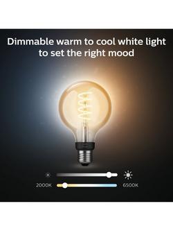 Philips Hue White Ambiance 40W LED E27 Classic Bulb Single Filament Dimmable Smart Bulb with Bluetooth - view 2, Clear