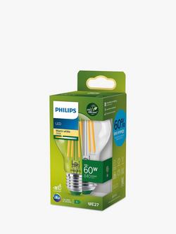 Philips Energy Efficient 4W E27 LED Classic Bulb, Clear, White