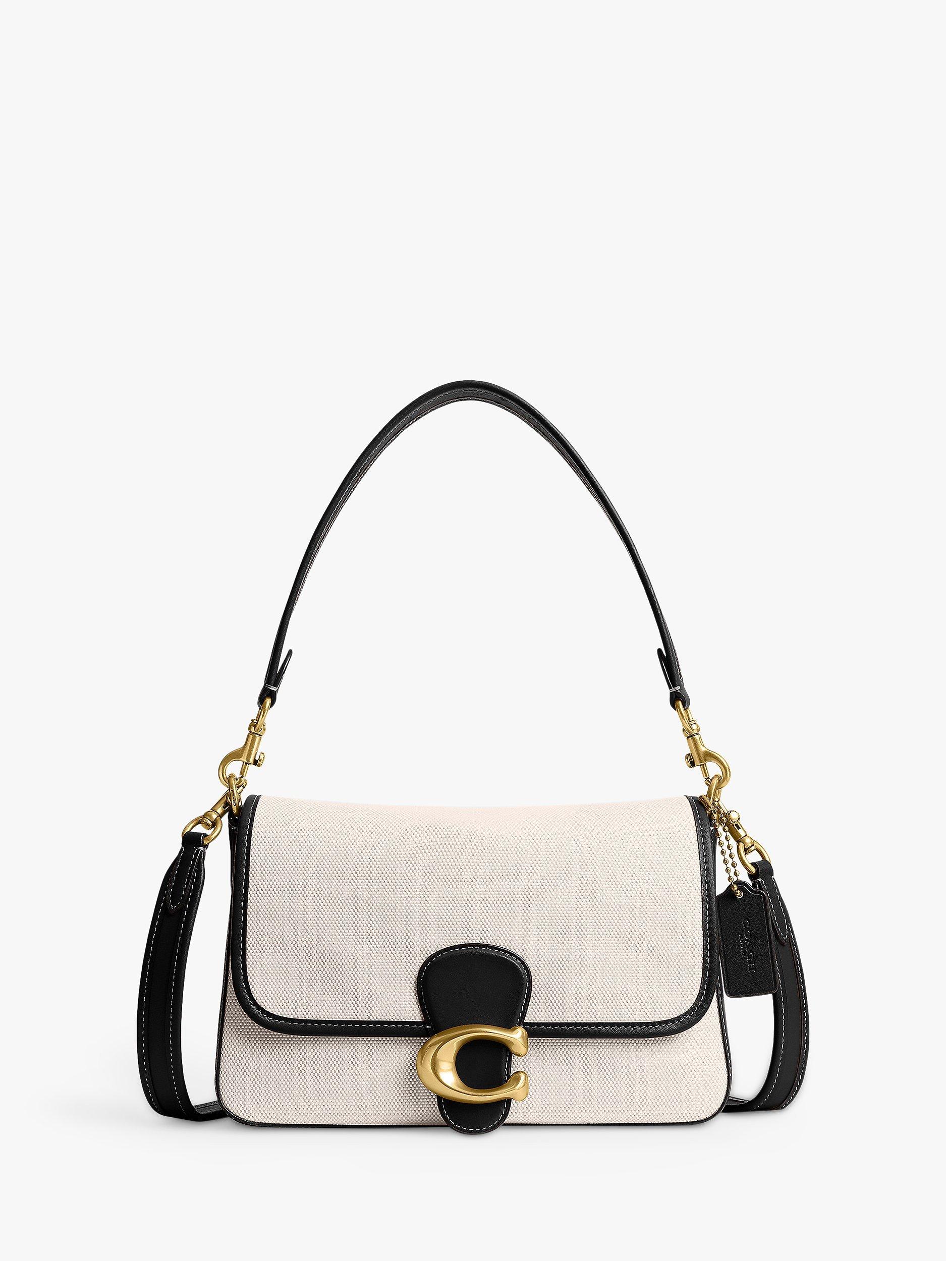 Coach Tabby Canvas Shoulder Bag, Salt Stone/Black