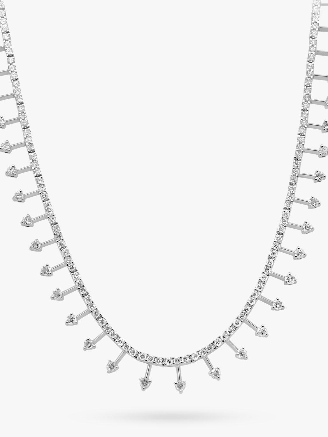 Product image 2 of 4, which shows Milton & Humble Jewellery Pre-Loved 18ct White Gold Diamond Fringe Collar Necklace