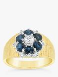 Milton & Humble Jewellery Pre-Loved 18ct White & Yellow Gold Sapphire & Diamond Floral Cluster Ring, Dated London 1978