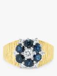 Milton & Humble Jewellery Pre-Loved 18ct White & Yellow Gold Sapphire & Diamond Floral Cluster Ring, Dated London 1978