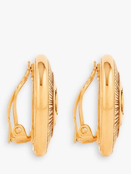 Susan Caplan Pre-Loved Chanel Byzantine Logo Clip-On Earrings - view 2, Gold