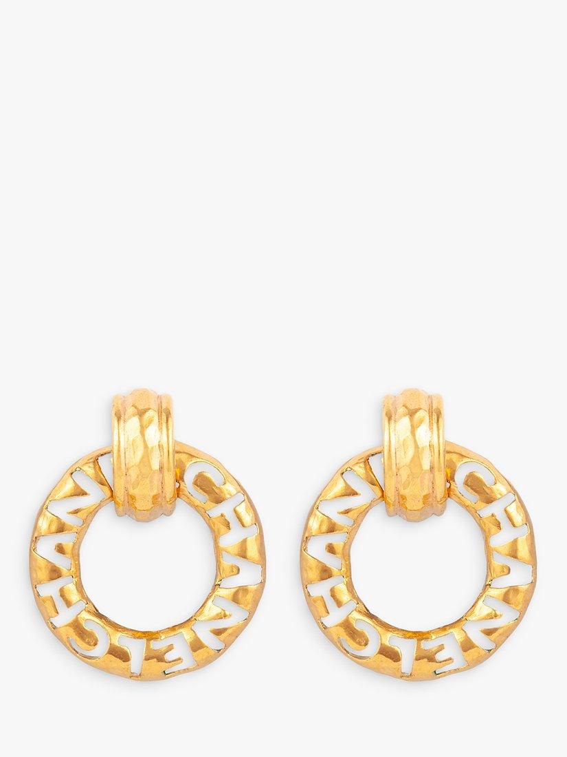Product image 1 of 2, which shows Susan Caplan Pre-Loved Chanel Engraved Door Knocker Clip-On Earrings
