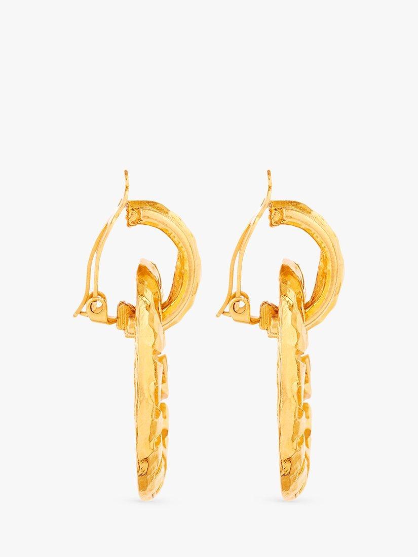 Product image 2 of 2, which shows Susan Caplan Pre-Loved Chanel Engraved Door Knocker Clip-On Earrings