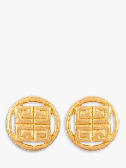 Susan Caplan Pre-Loved Givenchy Logo Round Clip-On Earrings, Gold