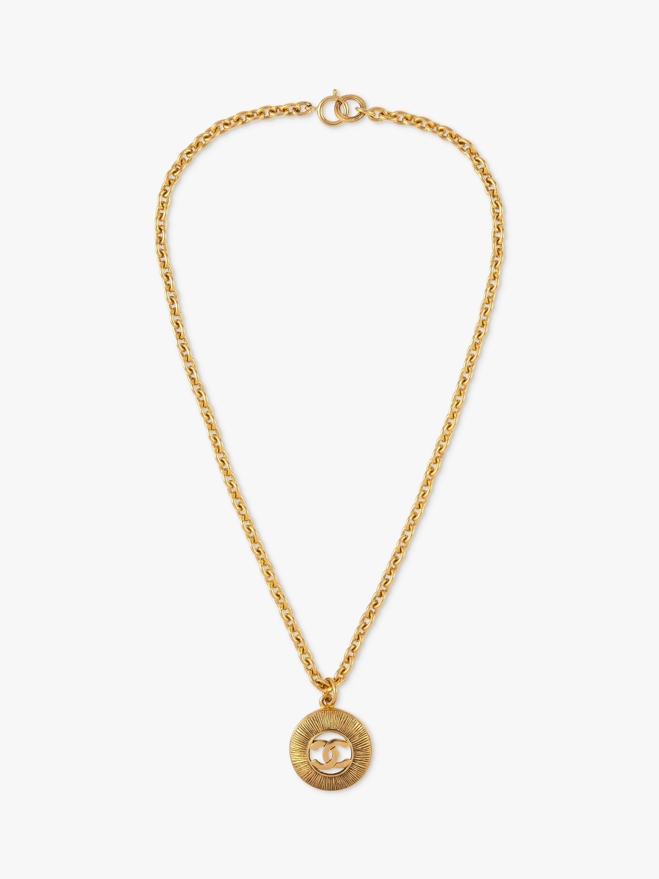 Susan Caplan Pre-Loved Chanel Logo Byzantine Medallion Pendant Necklace