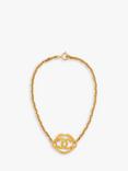 Susan Caplan Pre-Loved Chanel Logo Byzantine Medallion Twisted Chain Necklace