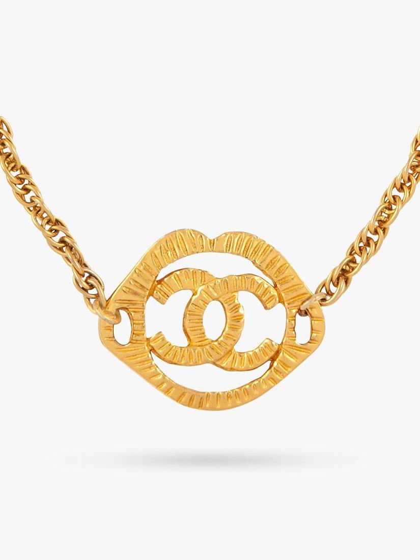 Susan Caplan Pre-Loved Chanel Logo Byzantine Medallion Twisted Chain Necklace