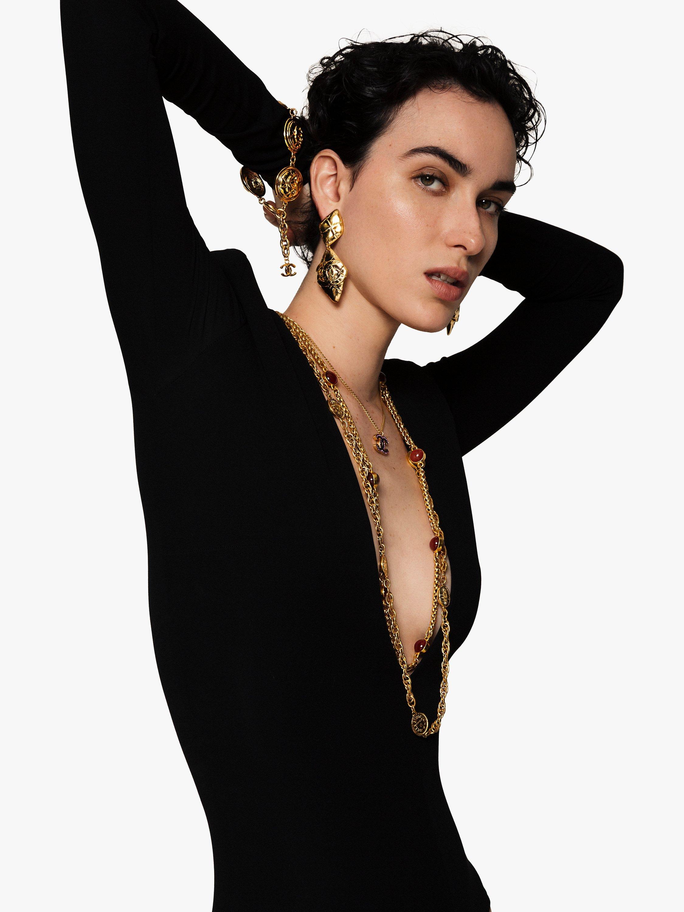 Product image 2 of 2, which shows Susan Caplan Pre-Loved Chanel Quilted Drop Clip-On Earrings, Dated 1994