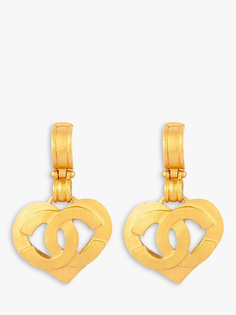 Product image 1 of 2, which shows Susan Caplan Pre-Loved Chanel Heart Drop Clip-On Earrings, Dated 1995