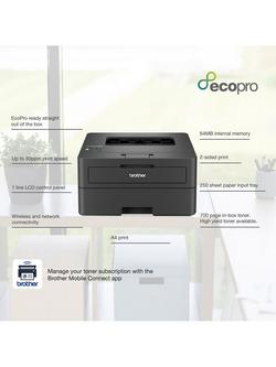 Brother HL-L2400DWE Wireless Mono Laser Printer with 4 Months EcoPro Subscription, Black - view 2, Black