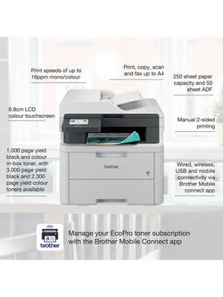 Brother MFC-L3740CDWE Wireless All-in-One Colour Laser Printer & Fax Machine with 4 Months EcoPro Subscription, White - view 2, White