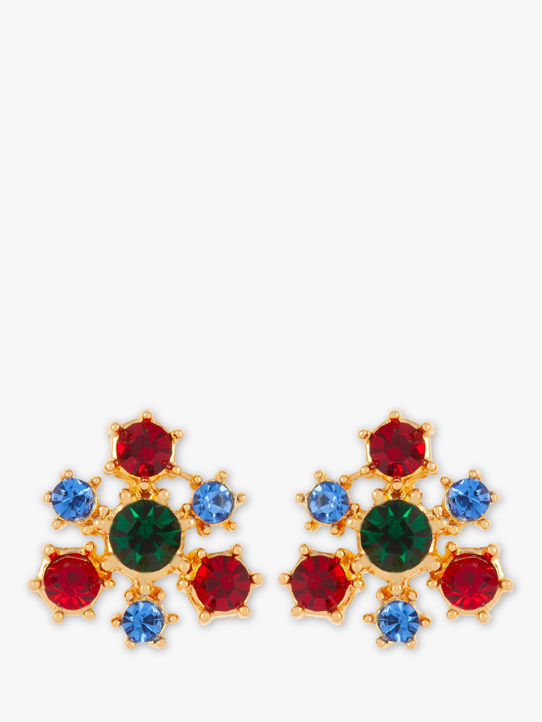 Product image 1 of 2, which shows Susan Caplan Pre-Loved Rediscovered Collection Gold Plated Swarovski Crystal Post Earrings, Gold