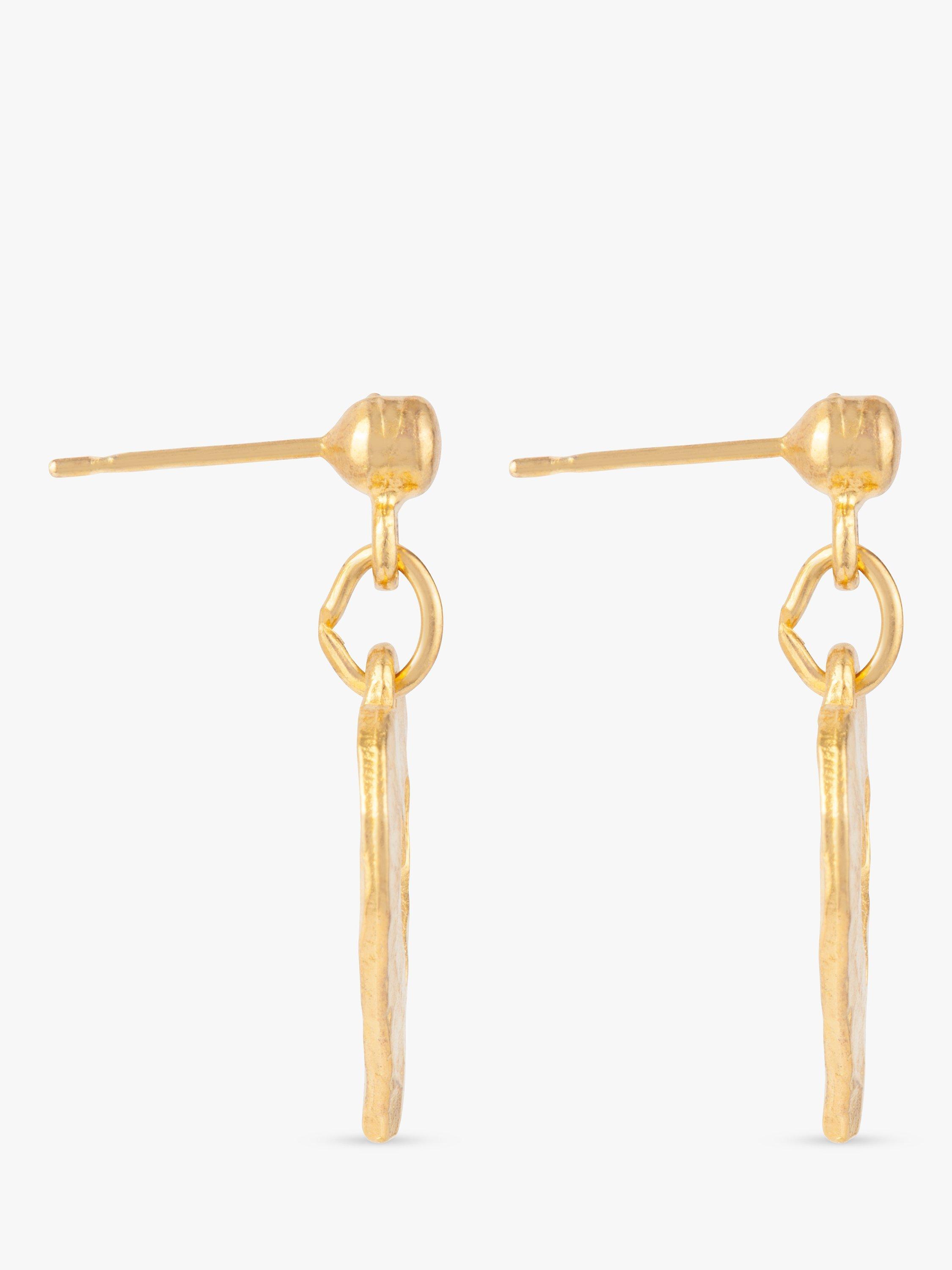 Product image 2 of 2, which shows Susan Caplan Pre-Loved Rediscovered Collection Hammered Heart Drop Earrings, Gold