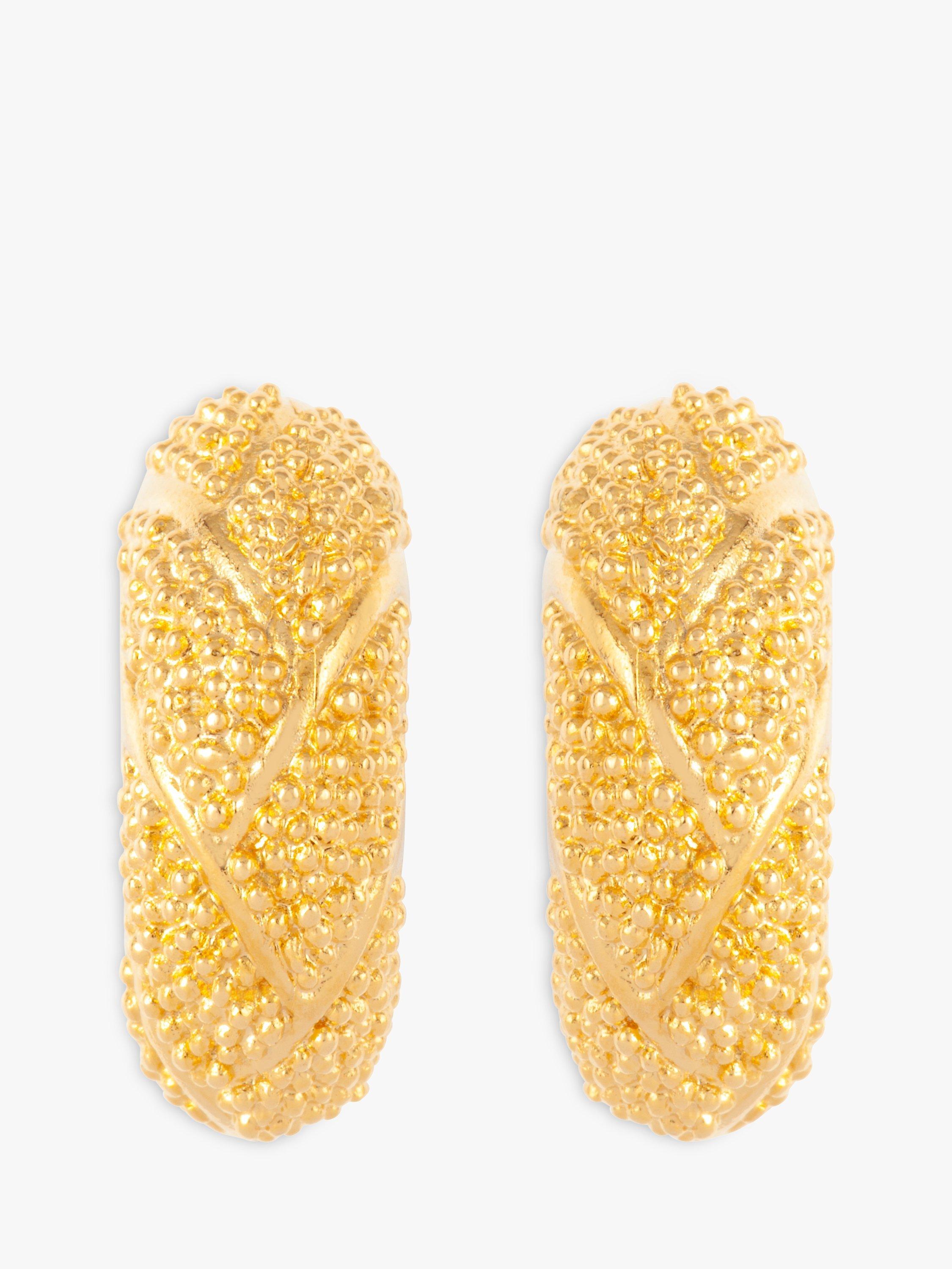 Product image 1 of 2, which shows Susan Caplan Pre-Loved Rediscovered Collection Gold Plated Demi-Hoop Earrings, Gold