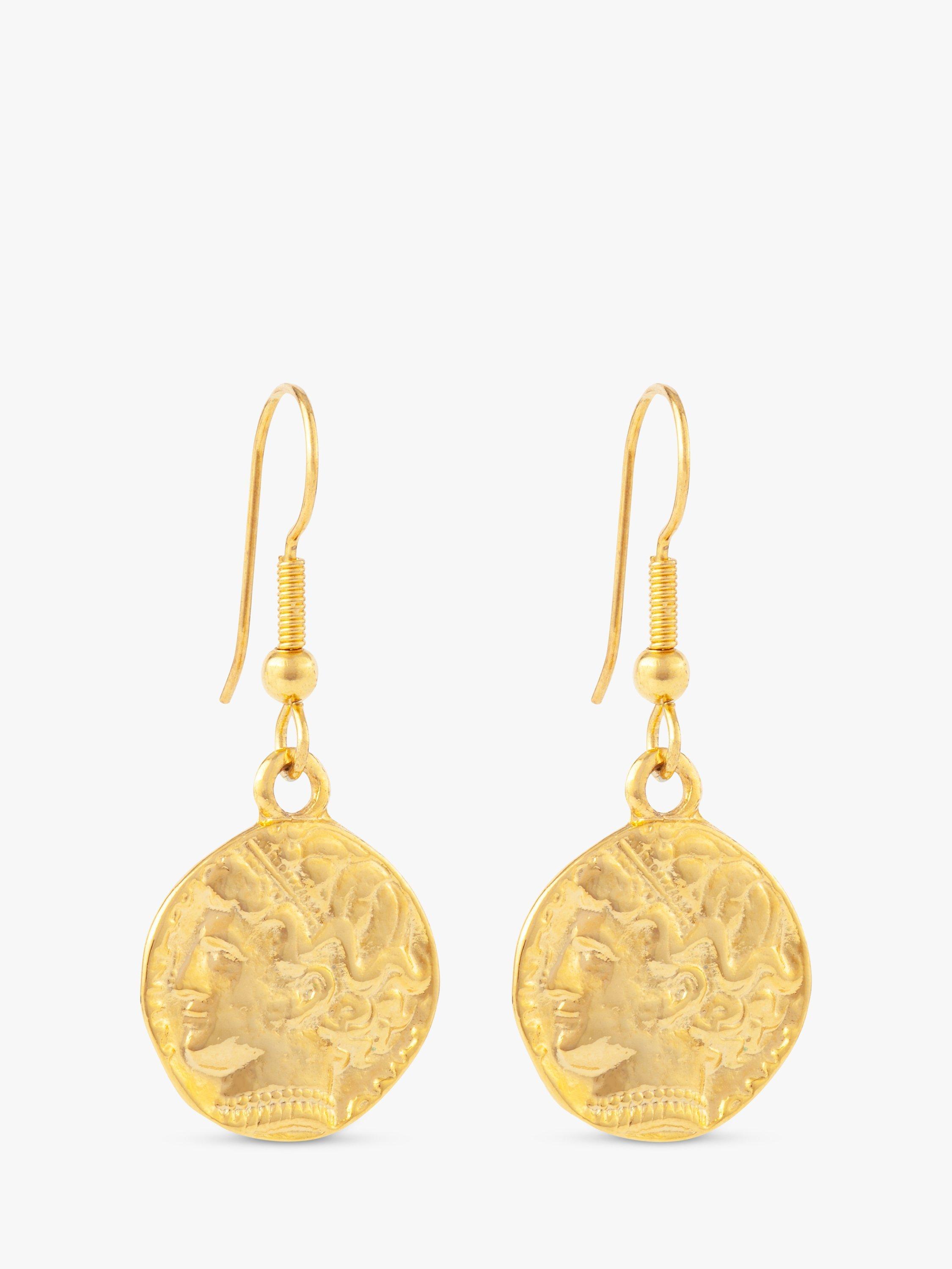 Product image 1 of 1, which shows Susan Caplan Pre-Loved Rediscovered Collection Gold Plated Coin Drop Earrings, Gold