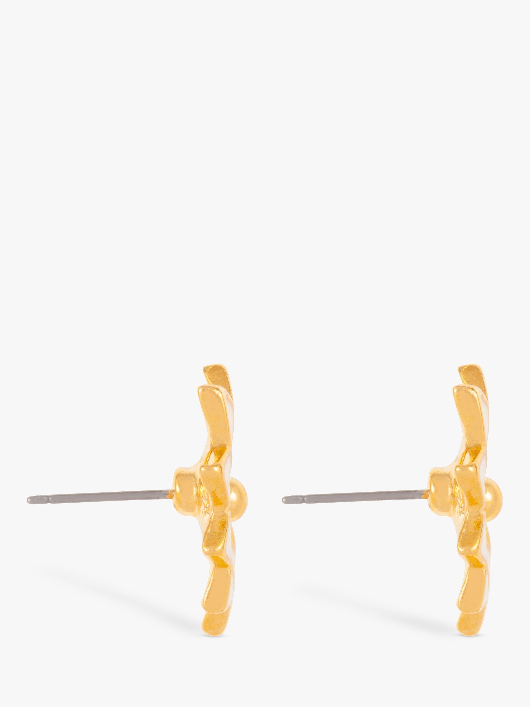 Product image 2 of 2, which shows Susan Caplan Pre-Loved Rediscovered Collection Enamel Flower Earrings, Gold